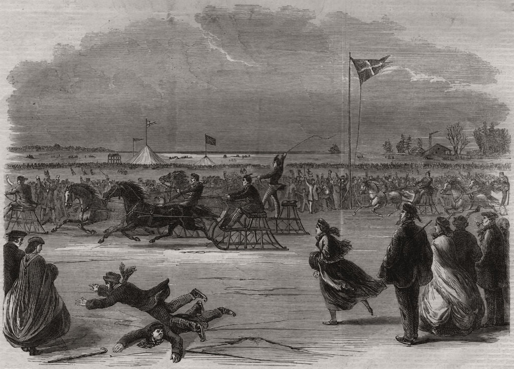 Royal wedding celebration on the Burlington Bay ice, Lake Ontario, Canada 1863